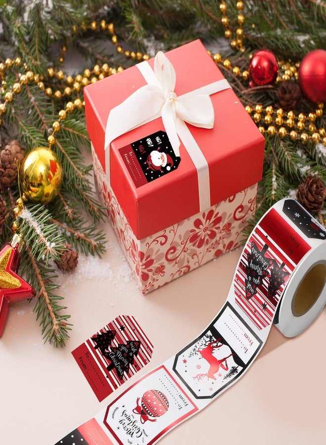 Funrous 300 Pcs Christmas Gift Tags Stickers Self Adhesive Xmas Name Tag Labels Santa Claus Present Stickers Vintage Merry Christmas Gift Wrapping Sticker for Present Decoration Holiday Party Supplies (Black) - Image 4